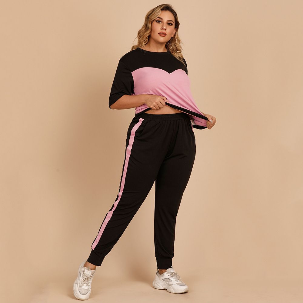 Tracksuit 2 Piece Set Summer Pullover Short Sleeve T-shirt + Casual