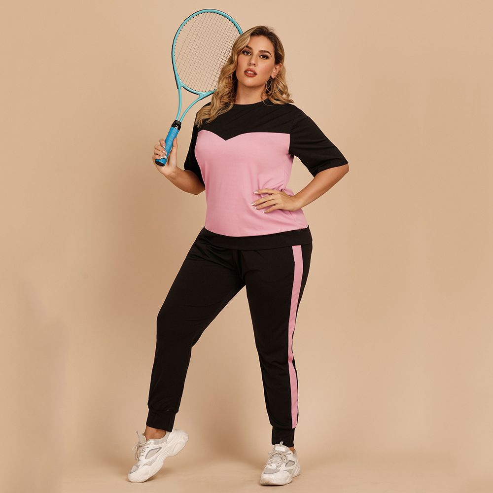 Tracksuit 2 Piece Set Summer Pullover Short Sleeve T-shirt + Casual