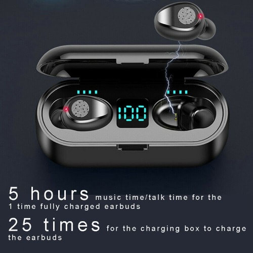 F9 Fingerprint Bluetooth Earbud + Power bank - 3200mAh