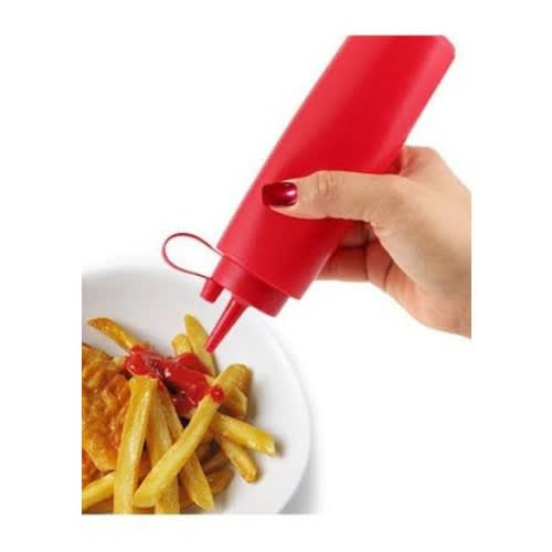 Plastic Squeeze Bottle Condiment Dispenser Set - 450ml - Red - 1 Piece