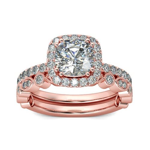 Cleopatra Rose Gold Bridal Rings Set