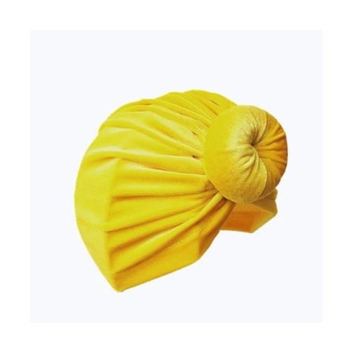Velvet Turban For Girls' - Free Size -Yellow
