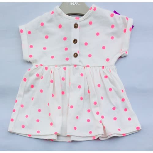 Short Sleeve Polka Pink Dress