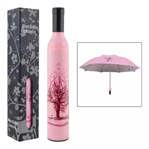 Wine Bottle Umbrella - Pink