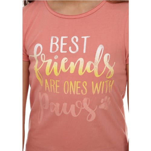 Girl's Best Friends Print Graphic Top - Coral