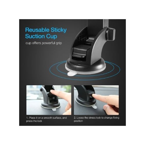 Holder Suction Cup Mount Stand For Cell Phone Gps - Black