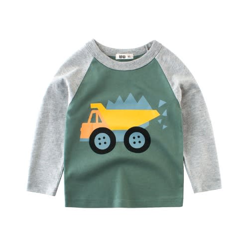 Long Sleeve Print Top- Green