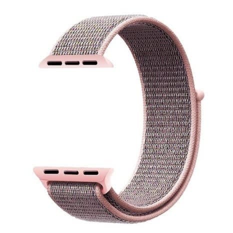 Woven Nylon Fabric Strap For Apple Watch With Link Connector Adapter - Rose Pink -42/44mm