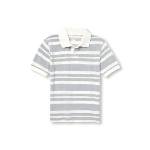 Boys Short Sleeve Striped Pique Polo-simply White Xs (4)