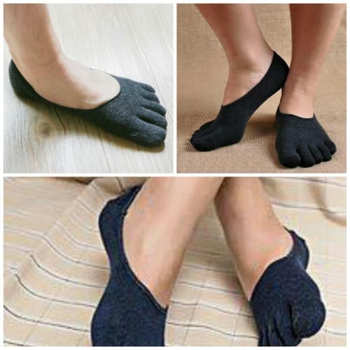 3 Pairs Invisible Socks - Blue, Grey And Black