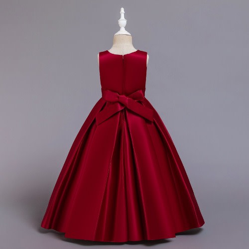 All Beaded Pleated Gown For Girls - Red
