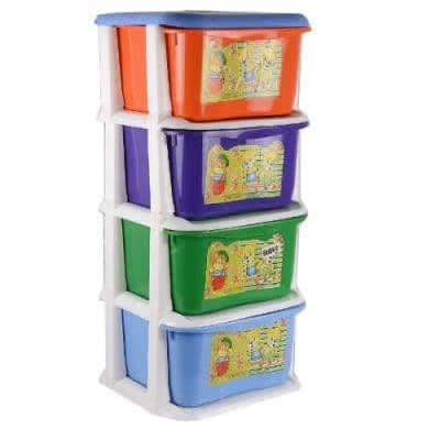 4-tier Baby Plastic Storage Cabinet - Multicolour