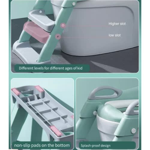 Potty Training Toilet Seat With Step Ladder, Green