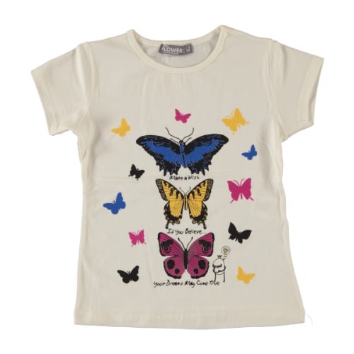 3 Set Butterfly Girl T-shirt - Cream