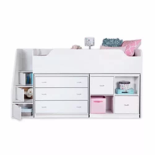 Sadia-white Mobby Twin Loft Bed With Drawer