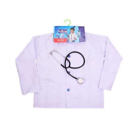 Kids Doctor Dress Up Costume With Real Metal Stetoscope