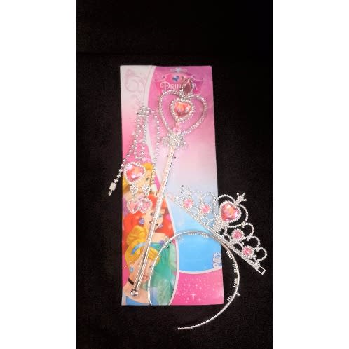 Charming Princess Tiara Crown, Magic Wand, Necklace and Earrings Dress Up Set
