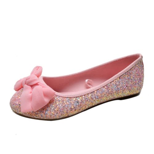Girls Glitter Flat Shoes - Pink