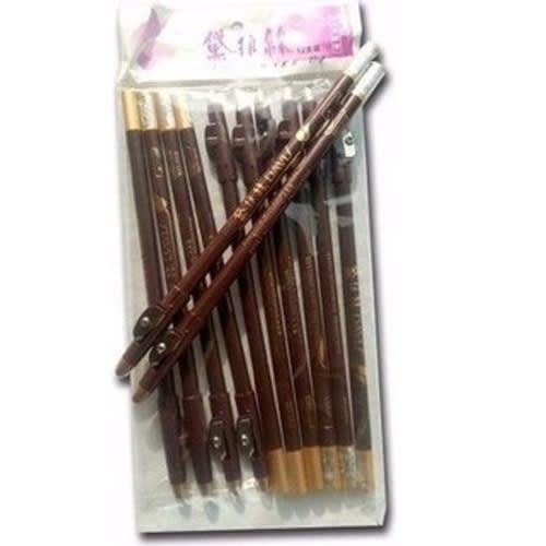 Davis 12 Pcs Eye Brow Pencil With Sharpener -Dark Brown/Colour 3