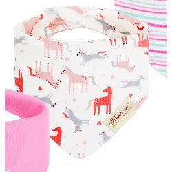 Girls Unicorn Bandana Bib -  3packs