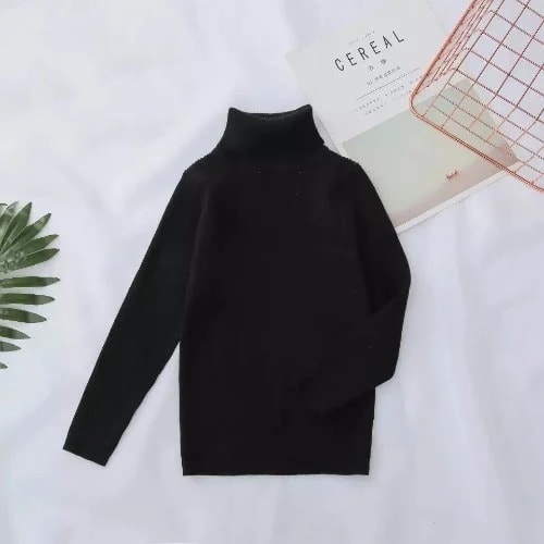 Kids Turtleneck Pullover - Black