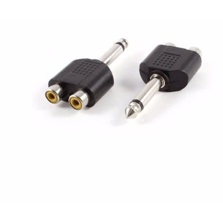 Male Mono Plug to 2 Female RCA Splitter Audio Adapter