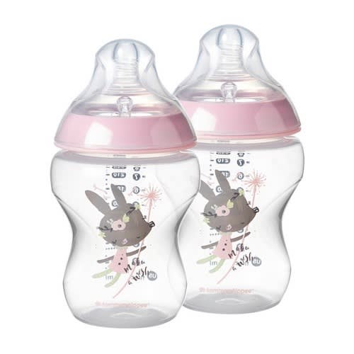 Closer To Nature Baby Feeding Bottle Set With Built-in Anti Colic Valve - 9oz - 2 Pack