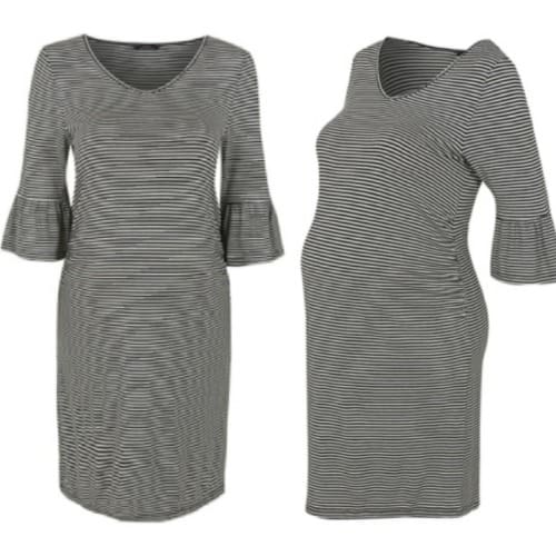 Flared Sleeve Striped Black Maternity