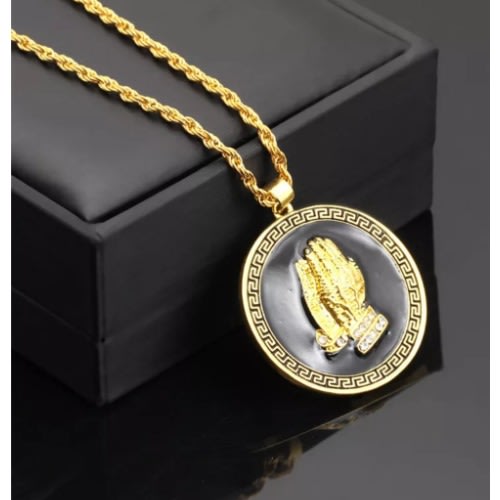 Classic Prayer Pendant And Chain - Gold