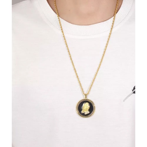 Classic Prayer Pendant And Chain - Gold