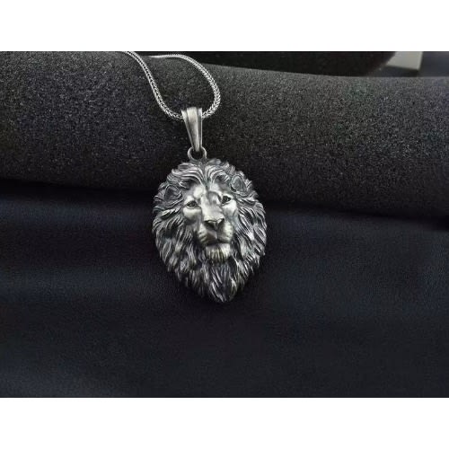 Metal Lion Head Pendant & Necklace For Men