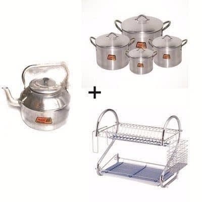 Kitchen Bundle -  Kettle, Plate Rack And Pot