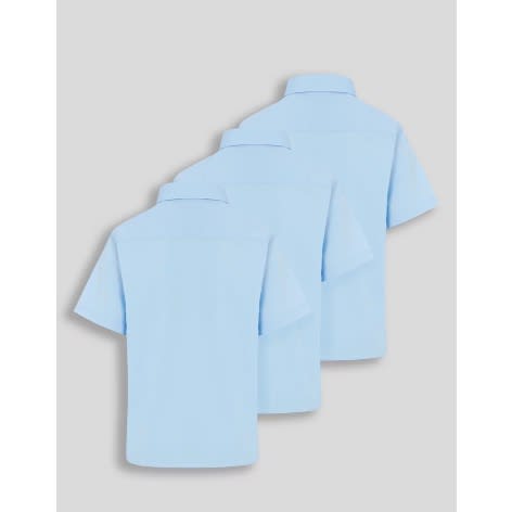 School Short Sleeve Shirt For Boys - 3 Pack - Blue