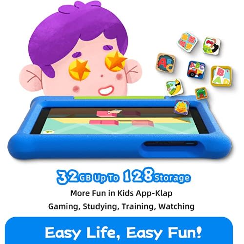 Klap E1 Kids Tablet - 8" - 32GB ROM - 2GB RAM - WiFi - Android 11 - 5100mAh Battery - Blue
