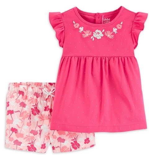 Child Of Mine Baby Girls Flutter Sleeve Top & Shorts Outfit Set