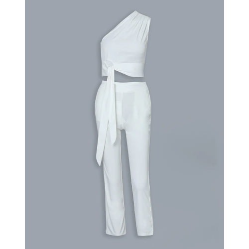 2 Piece Trouser And Crop Top - White