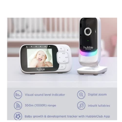 Hubble Nursery Pal Essentials Connected Video Baby Monitor With Night Light - 2.8