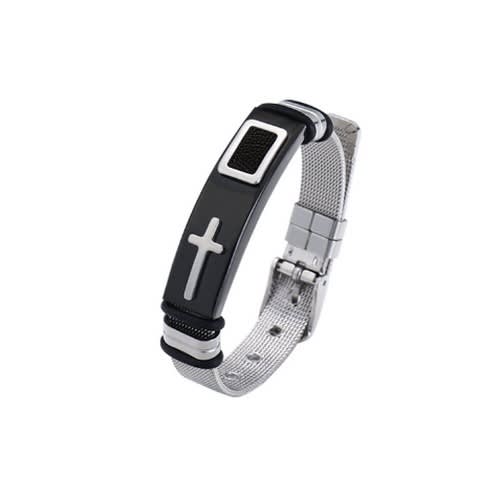 Men Stainless Bracelets -Silver & Black