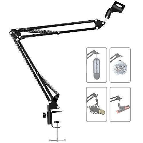 Studio Condenser Microphone Suspension Boom Scissor Mic Arm Stand With Table Mounting Clam