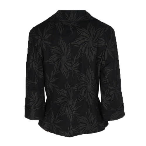 Classic Floral Print Jacket With Gold Button - Black & Gold - Lj-4633