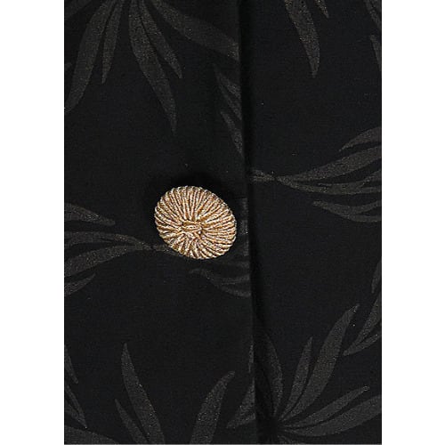 Classic Floral Print Jacket With Gold Button - Black & Gold - Lj-4633