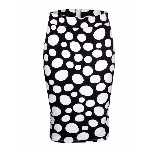 Polka Dot Midi Bardot Skirt - Black & White