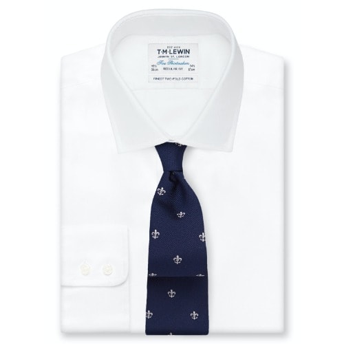 Navy White Fleur De Lys Tie