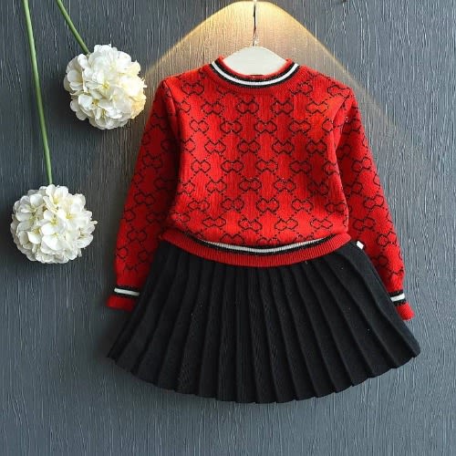 Cotton Wear Set For Girls - Sweater & Skirt