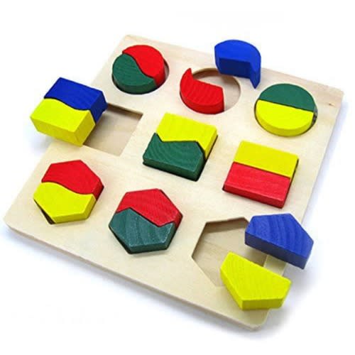 Set Of 3 Wooden Geometric Educational Mathematical Blocks