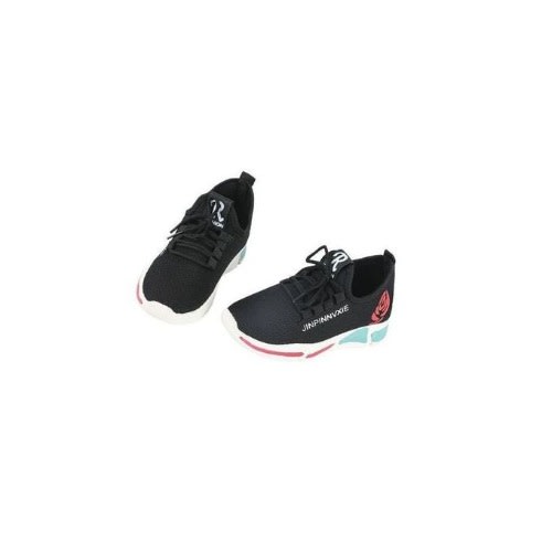 Ladies Classic Casual  Fashion Sneakers With Cute Flower - Black