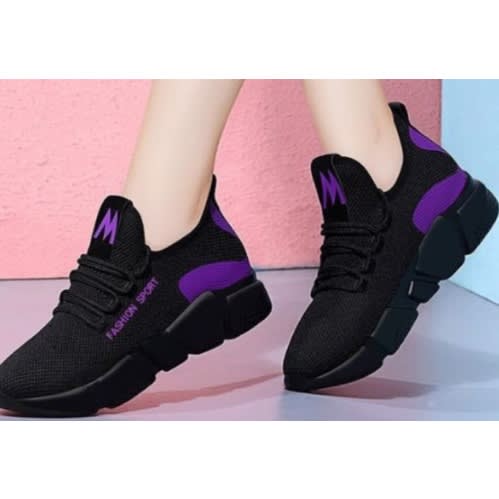 Women's Lightweight Sneakers - Black And Purple