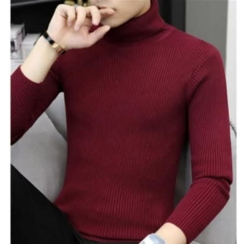 Unisex Turtleneck Long Sleeve T-shirt - Wine