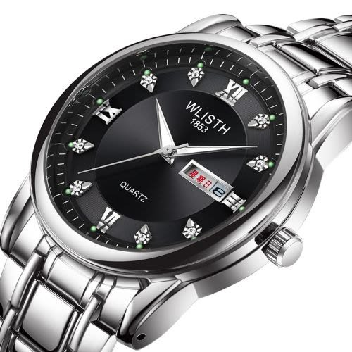 Men's Stainless Steel Calendar Wrist Watch- Sliver