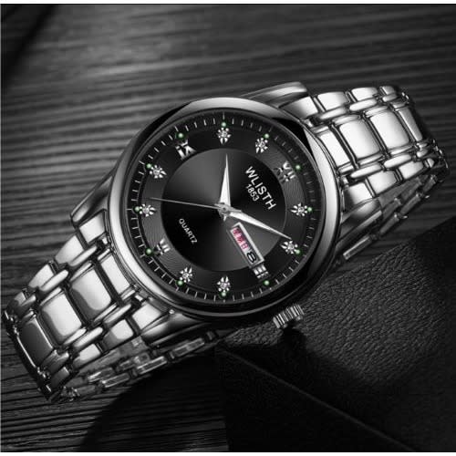 Men's Stainless Steel Calendar Wrist Watch- Sliver